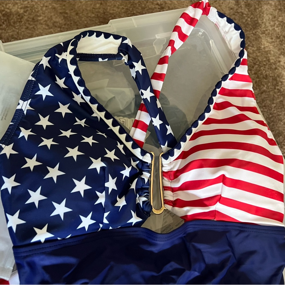 American Flag Stars Stripes U Wire Swimsuit - Picture 11 of 13